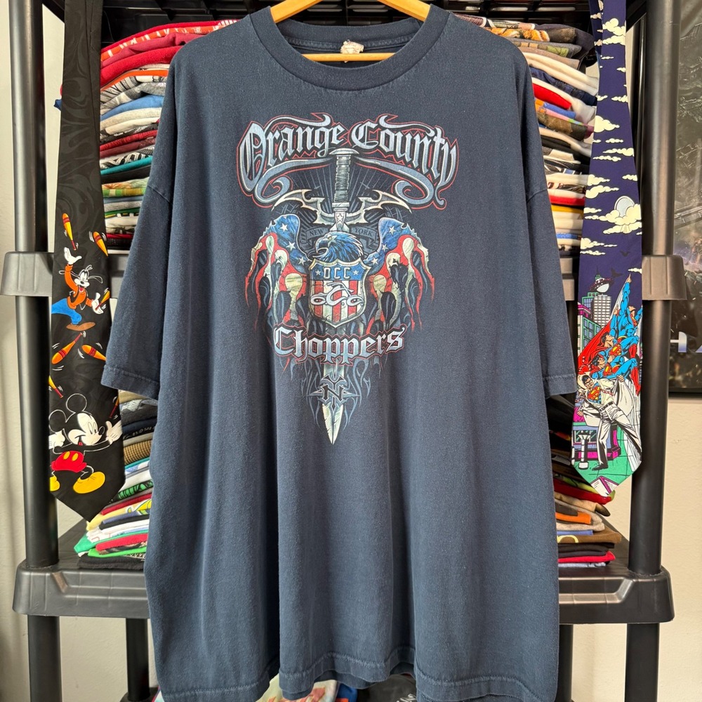Y2K Navy Orange County Choppers Graphic T-Shirt 4XL